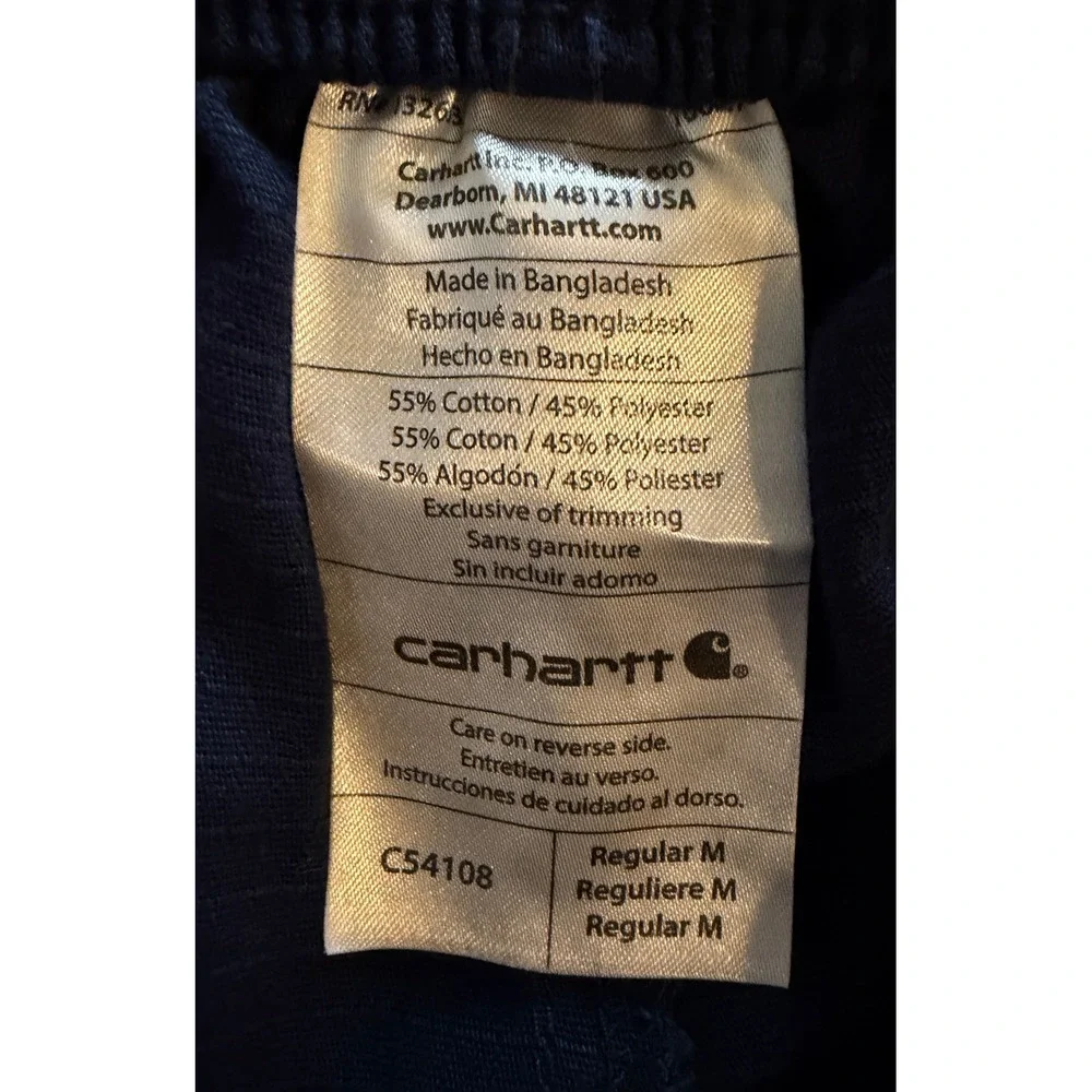 Carhartt Men Navy Blue Ripstop Cargo Pants Elastic Waist C54108 Regular Medium